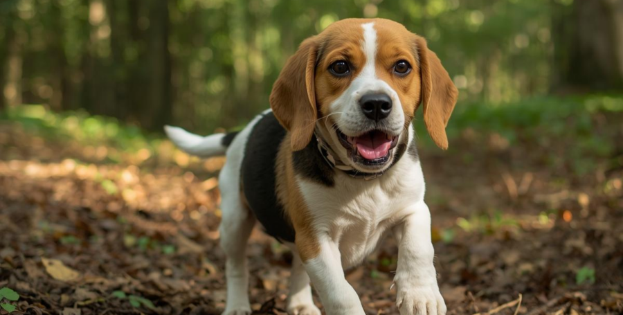 A Beagle exploring the outdoors, guided by curiosity and grounded by connection.