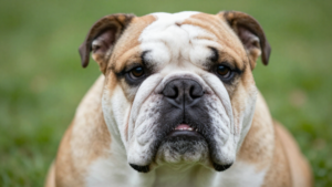 English Bulldog close-up with wrinkles
