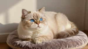Plush Exotic Shorthair lounging indoors