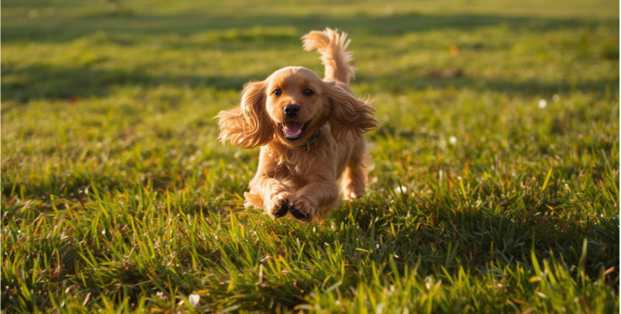 Cocker Spaniel playing outdoors